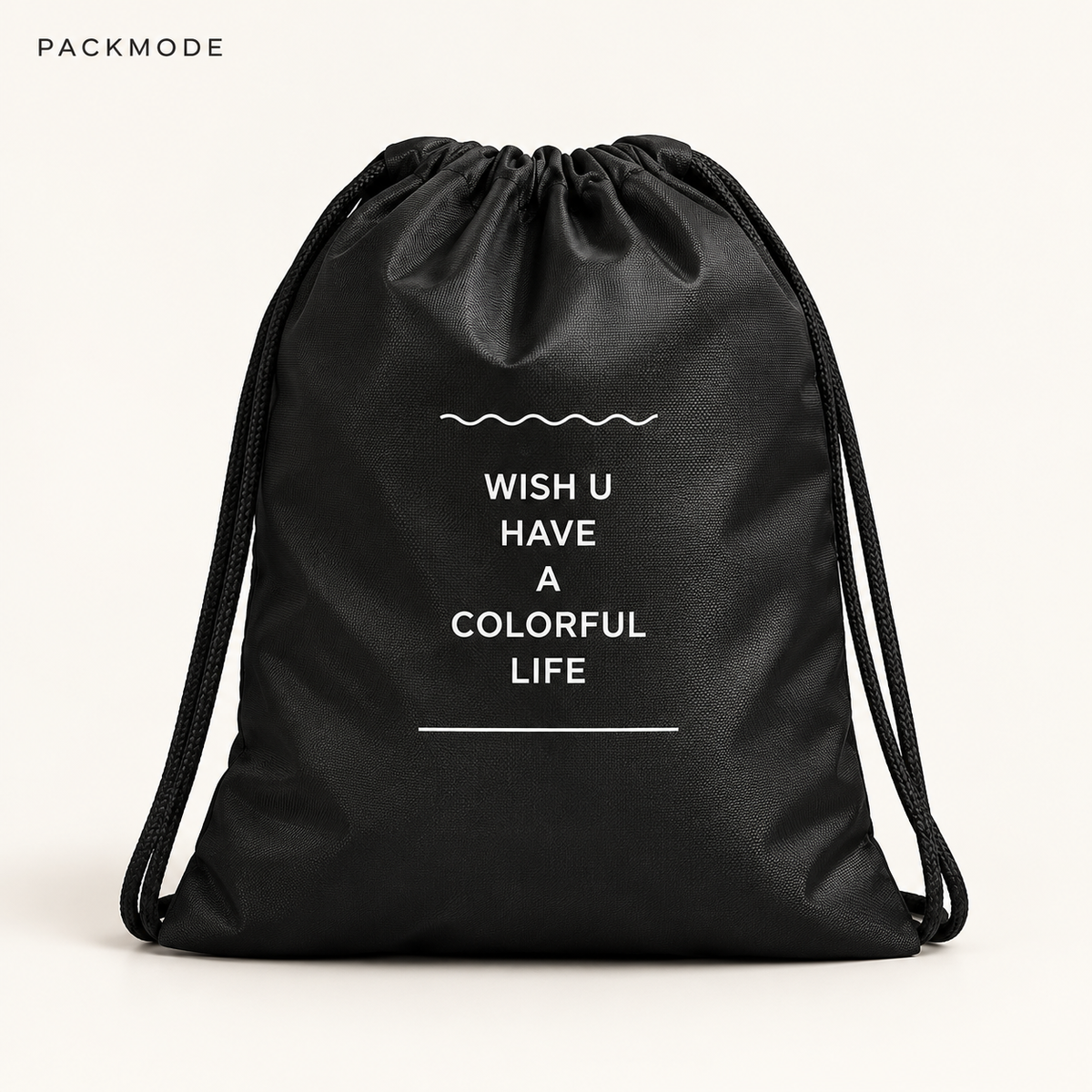 PACKMODE black drawstring individual product slide — WISH U HAVE A COLORFUL LIFE